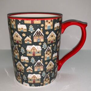 Strawberry Street Red and Gray Mug with Holiday Design